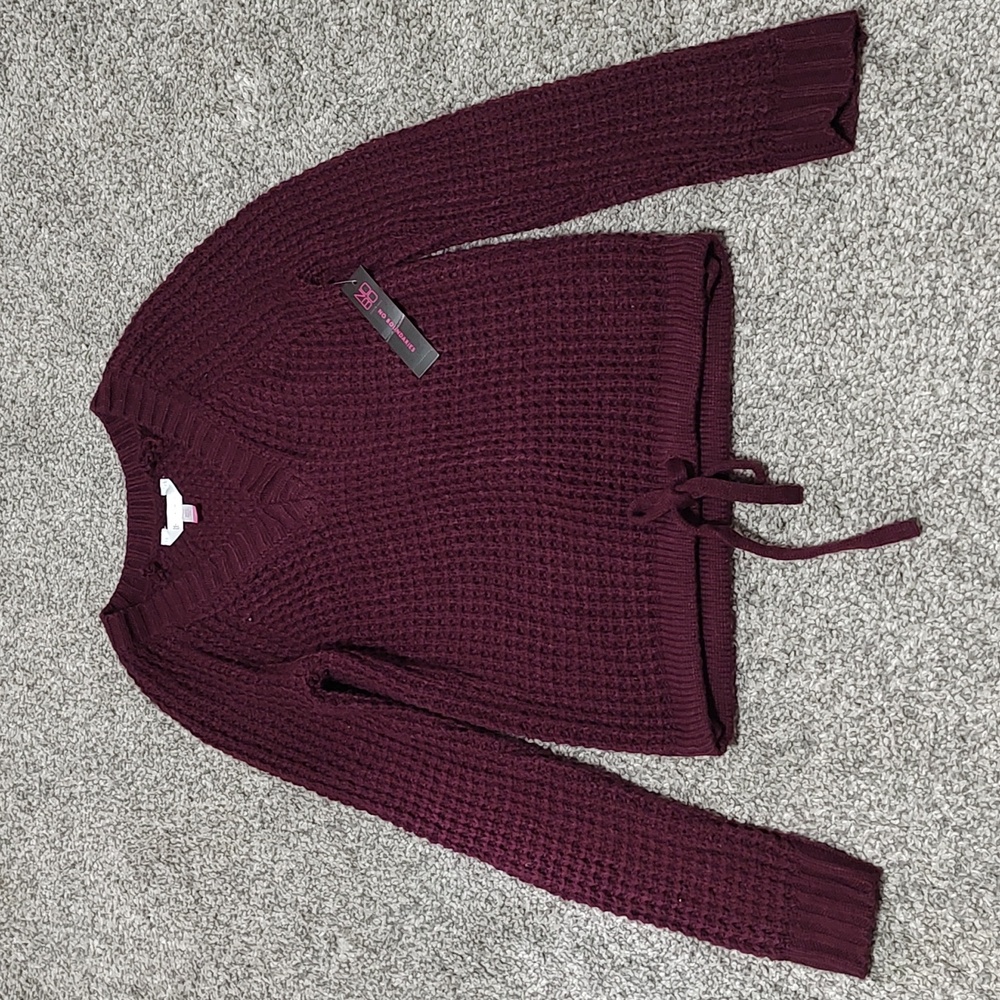 NWT Waffle Knit Tie Waist Sweater
